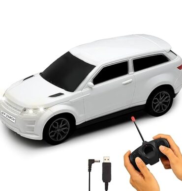 Gooyo GY-338CH Rechargeable Remote Control Car Toy | White Color, Power Source: Lithium Rechargeable Battery for Car (Included) & 2xAA Battery for Remote Controller (Not Included)