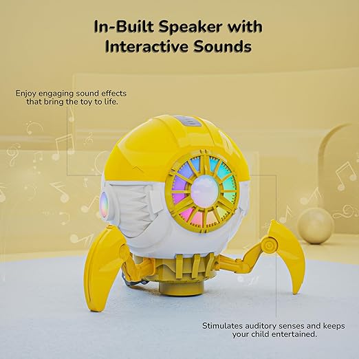 Mirana Space Octopus Bump & Go Musical Toy for Kids ? AA Battery Powered ? 360 Rotation and Auto Direction Change - Inbuilt Speakers & RGB Lights ? Gift for Boys & Girls 1+ Years (Yellow) - Image 2