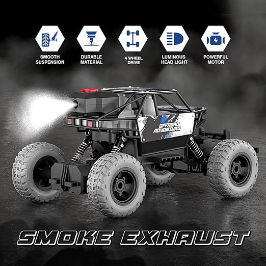 Mirana Duster 4WD RC Car Toy for Kids | Rechargeable USB C-Type Offroad Monster Truck with Smoke Exhaust | High Speed ATV Remote Control Rock Crawler | Gift for Boys & Girls (Silver) - Image 4