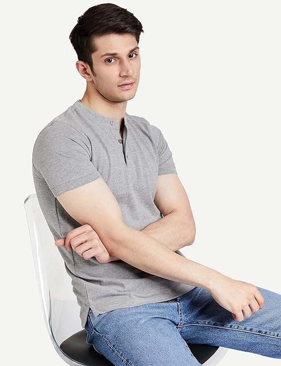 Men's Cotton Rich Polo T Shirt | Mandarin Collar Tshirts | Half Sleeves | Plain - Regular Fit (Available in Plus Sizes) - Image 3