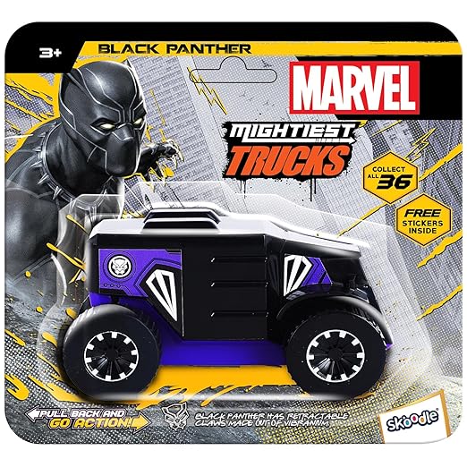 SKOODLE Kid Marvel Pull-Back Monster Truck - Black Panther Edition, Marvel Inspired Toy Bikes with Sturdy and Long-Lasting Construction, Enhances Motor Skills and Fun Vehicle Toy for Gifting - Blue - Image 4
