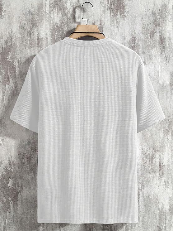 Men's Waffle Knitted V Neck|T Shirt for Man|Waffle|Cotton|Casual| Regular Fit Tees - Image 3