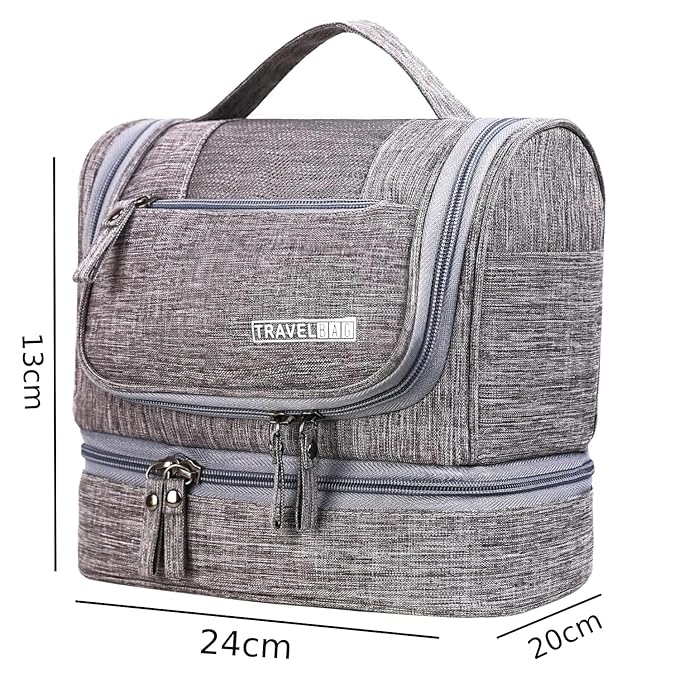 Seagull flight of fashion Polyester Toiletry Bag for Travel, Toiletry Organizer Pouch with Hook, Travel Accessories Kit Pouch for Men & Women - 24 x 20 x 13 cm - Grey - Image 2