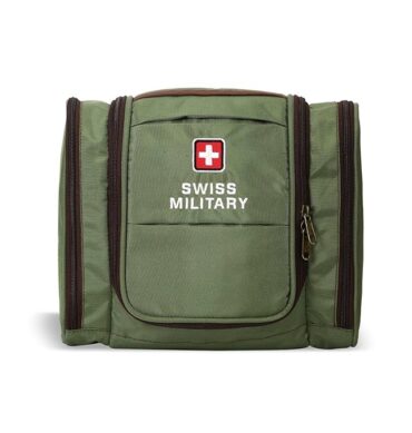 Swiss Military Unisex 5L Water-Resistant Toiletry Bag for Travel with Multiple Compartments, Quick Access Pocket, Durable Zippers, Organizer for Toiletries, Makeup and Essentials Pouch-Green
