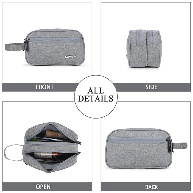 Wooum Polyester Toiletry Bag for Men & Women, Travel Pouch for Toiletries Shaving Kit & Cosmetics, Water Resistance Pouch for Travel Accessories, Organizer Travel Pouch for Make Up, (LightGrey) - Image 3