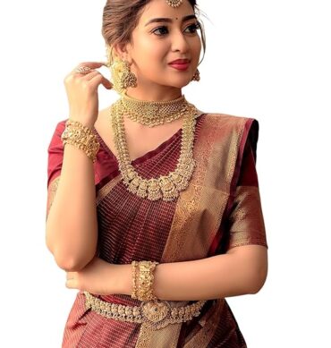 SIRIL Women's Soft Banarasi Silk Jacquard Saree with Unstitched Blouse Piece