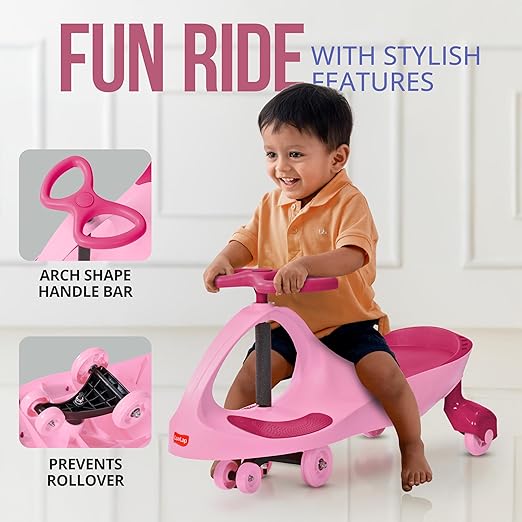 LuvLap Sunshine Swing Car for Kids, Comfortable Seats & Durable, Smooth Wheels, Baby Car, Magic Toy, Push Ride On, 3+ Years, Birthday Gift for Baby Boys & Girls, Pink - Image 4