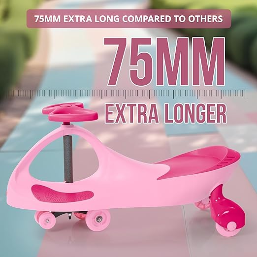 LuvLap Sunshine Swing Car for Kids, Comfortable Seats & Durable, Smooth Wheels, Baby Car, Magic Toy, Push Ride On, 3+ Years, Birthday Gift for Baby Boys & Girls, Pink - Image 3