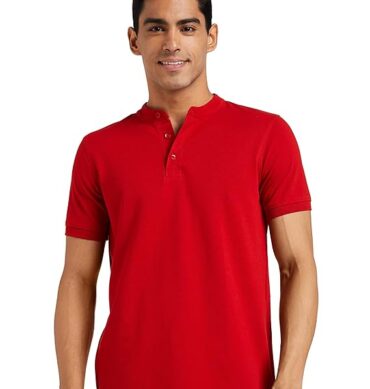 Men's Cotton Rich Polo T Shirt | Mandarin Collar Tshirts | Half Sleeves | Plain - Regular Fit (Available in Plus Sizes)