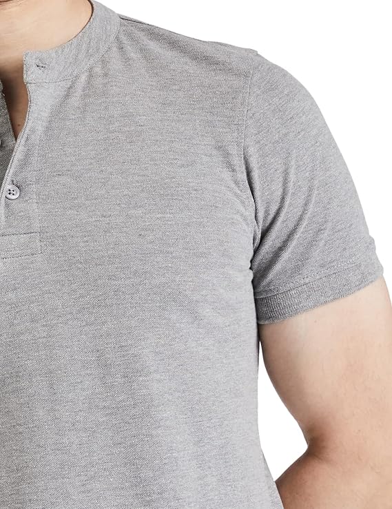 Men's Cotton Rich Polo T Shirt | Mandarin Collar Tshirts | Half Sleeves | Plain - Regular Fit (Available in Plus Sizes) - Image 4