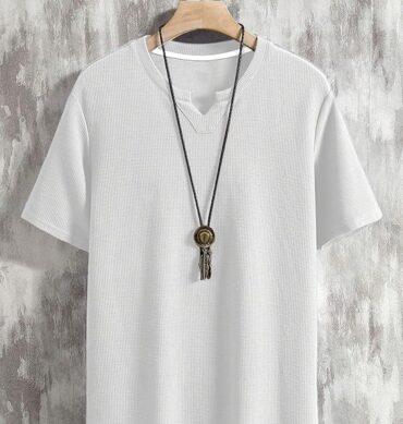 Men's Waffle Knitted V Neck|T Shirt for Man|Waffle|Cotton|Casual| Regular Fit Tees