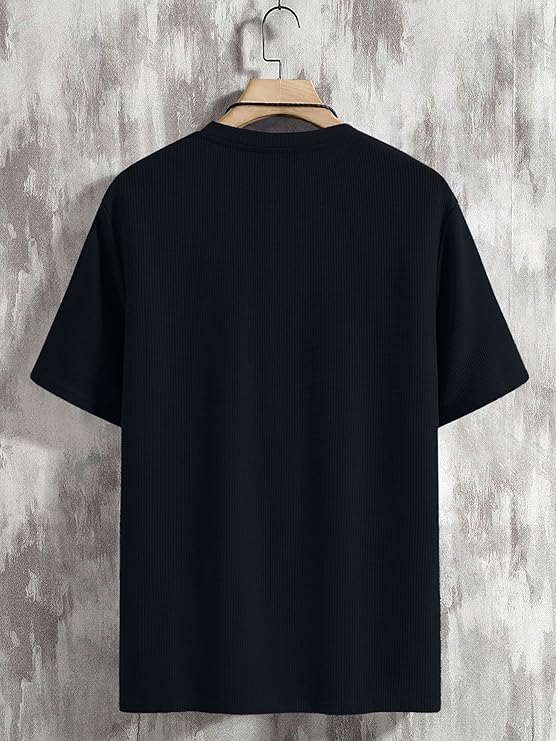 Men's Waffle Knitted V Neck|T Shirt for Man|Waffle|Cotton|Casual| Regular Fit Tees - Image 3