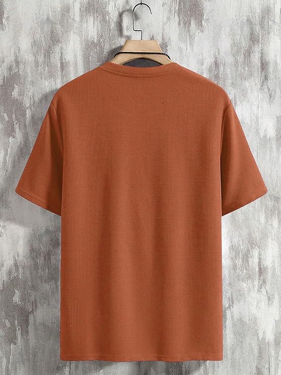 Men's Waffle Knitted V Neck|T Shirt for Man|Waffle|Cotton|Casual| Regular Fit Tees - Image 3