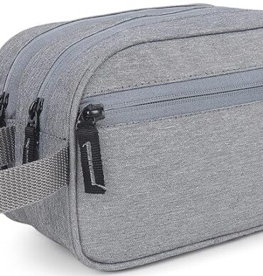 Wooum Polyester Toiletry Bag for Men & Women, Travel Pouch for Toiletries Shaving Kit & Cosmetics, Water Resistance Pouch for Travel Accessories, Organizer Travel Pouch for Make Up, (LightGrey)