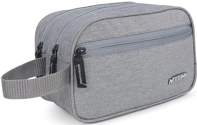 Wooum Polyester Toiletry Bag for Men & Women, Travel Pouch for Toiletries Shaving Kit & Cosmetics, Water Resistance Pouch for Travel Accessories, Organizer Travel Pouch for Make Up, (LightGrey)