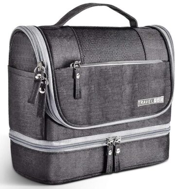 Seagull flight of fashion Polyester Toiletry Bag for Travel, Toiletry Organizer Pouch with Hook, Travel Accessories Kit Pouch for Men & Women - 24 x 20 x 13 cm - Black