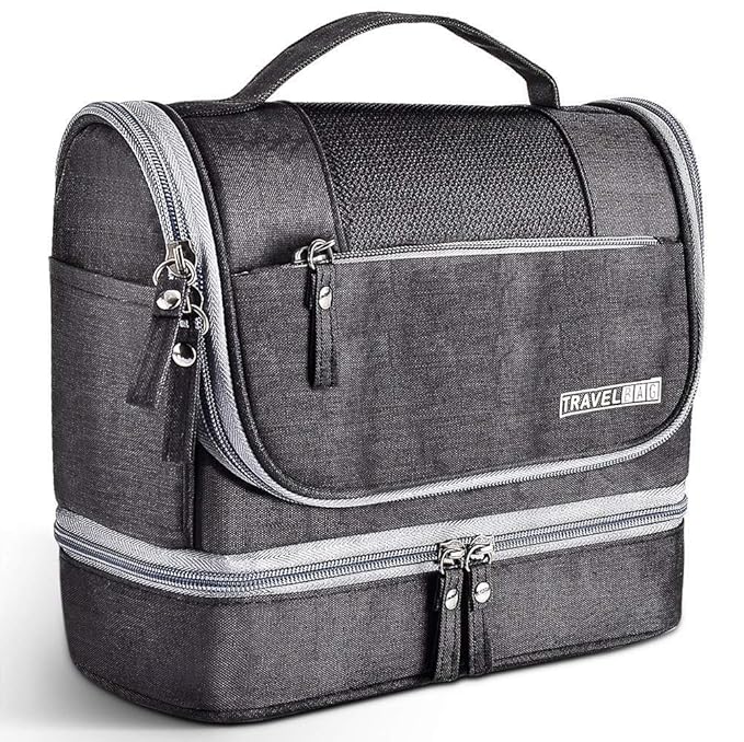 Seagull flight of fashion Polyester Toiletry Bag for Travel, Toiletry Organizer Pouch with Hook, Travel Accessories Kit Pouch for Men & Women - 24 x 20 x 13 cm - Black