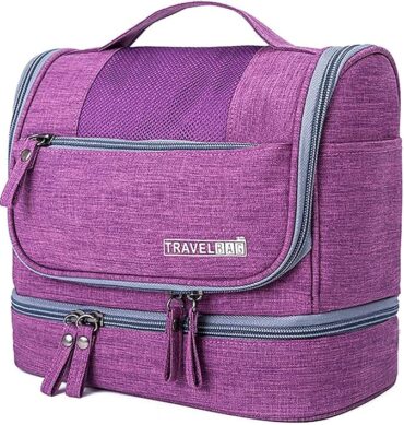Seagull flight of fashion Polyester Toiletry Bag for Travel, Toiletry Organizer Pouch with Hook, Travel Accessories Kit Pouch for Men & Women - 24 x 20 x 13 cm - Purple