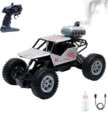 Wonder Rock Master Remote Control Car with Smoke | Monster Truck Rock Crawler for Kids | 2.4 GHz Remote + Android App Control | Long Range | 150+ Feet Range | C-Type Charging | Made in India (Silver)