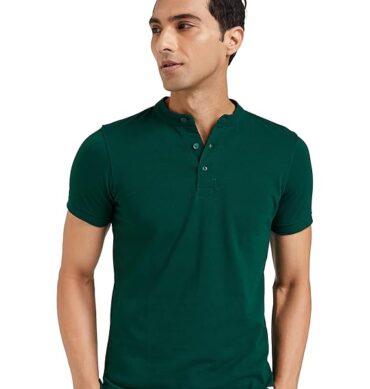 Men's Cotton Rich Polo T Shirt | Mandarin Collar Tshirts | Half Sleeves | Plain - Regular Fit (Available in Plus Sizes)