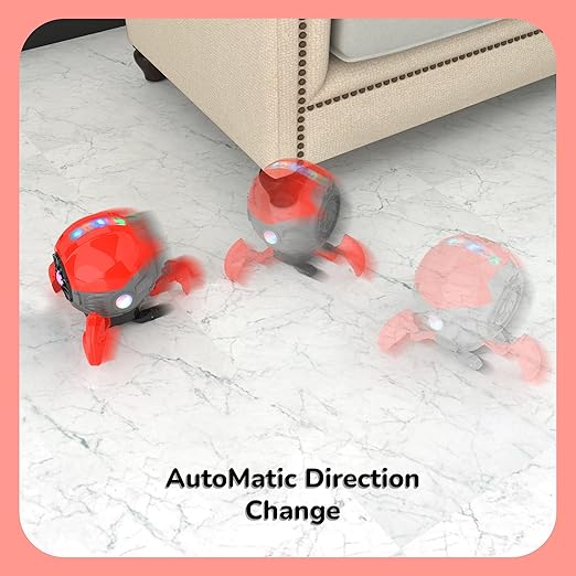 Mirana Space Octopus Bump & Go Musical Toy for Kids ? AA Battery Powered ? 360 Rotation and Auto Direction Change - Inbuilt Speakers & RGB Lights ? Gift for Boys & Girls 1+ Years (Red) - Image 4