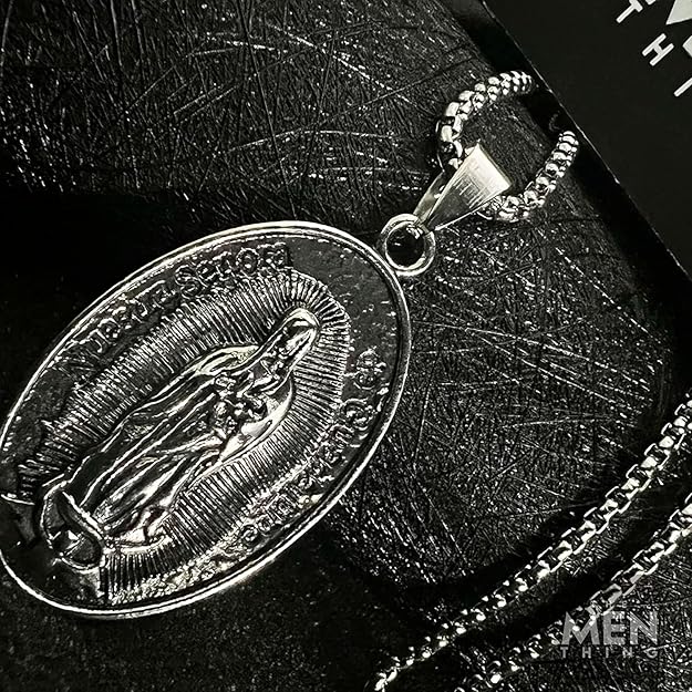 THE MEN THING Alloy Pendant with Pure Stainless Steel 24inch Round Box Chain, American trending Style - Round Box Chain & Pendant for Men & Boys - Image 3