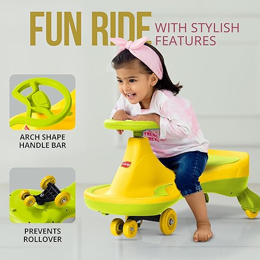 LuvLap Sunny Swing Car, Kids Push Car, Magic Car for Kids, Comfortable Seats & Durable, Ride On Magic Car for 3+ Years Baby Boy & Girl, Yellow - Image 3
