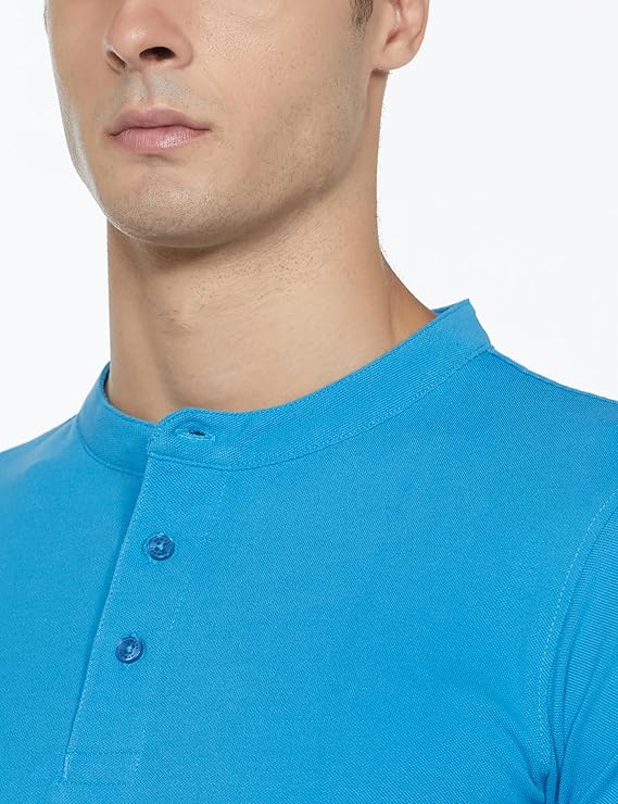 Men's Cotton Rich Polo T Shirt | Mandarin Collar Tshirts | Half Sleeves | Plain - Regular Fit (Available in Plus Sizes) - Image 3
