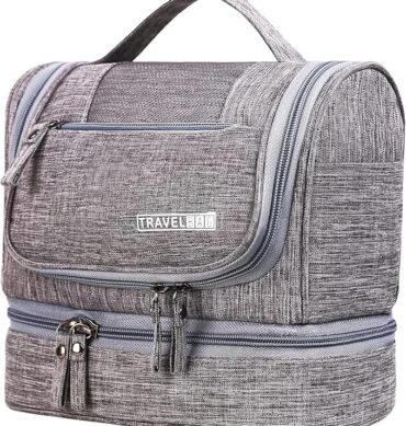 Seagull flight of fashion Polyester Toiletry Bag for Travel, Toiletry Organizer Pouch with Hook, Travel Accessories Kit Pouch for Men & Women - 24 x 20 x 13 cm - Grey