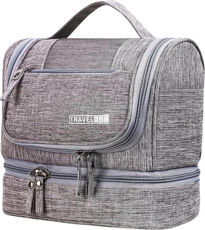 Seagull flight of fashion Polyester Toiletry Bag for Travel, Toiletry Organizer Pouch with Hook, Travel Accessories Kit Pouch for Men & Women - 24 x 20 x 13 cm - Grey