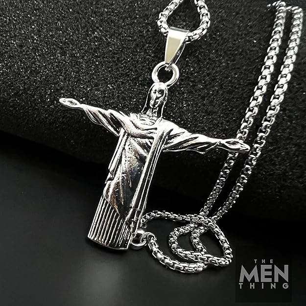 THE MEN THING Alloy Pendant with Pure Stainless Steel 24inch Round Box Chain, American trending Style for Men & Boys - Image 3