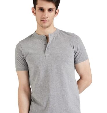 Men's Cotton Rich Polo T Shirt | Mandarin Collar Tshirts | Half Sleeves | Plain - Regular Fit (Available in Plus Sizes)