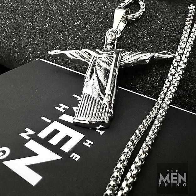 THE MEN THING Alloy Pendant with Pure Stainless Steel 24inch Round Box Chain, American trending Style for Men & Boys - Image 4