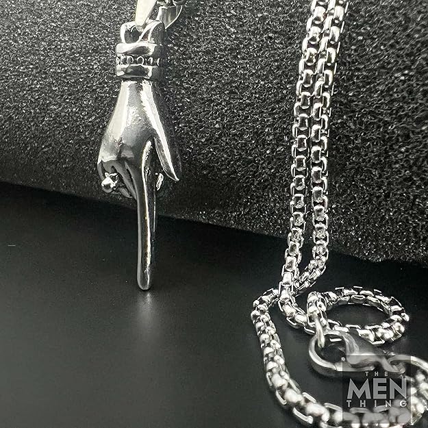 THE MEN THING Alloy Pendant with Pure Stainless Steel 24inch Round Box Chain, American trending Style - Round Box Chain & Pendant for Men & Boys - Image 3