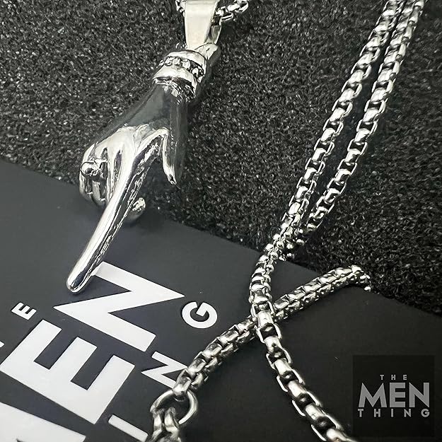 THE MEN THING Alloy Pendant with Pure Stainless Steel 24inch Round Box Chain, American trending Style - Round Box Chain & Pendant for Men & Boys - Image 4