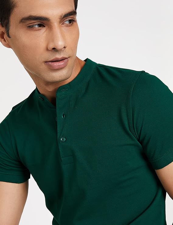 Men's Cotton Rich Polo T Shirt | Mandarin Collar Tshirts | Half Sleeves | Plain - Regular Fit (Available in Plus Sizes) - Image 3