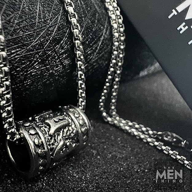 THE MEN THING Alloy Pendant with Pure Stainless Steel 24inch Round Box Chain, American trending Style - Round Box Chain & Pendant for Men & Boys - Image 4