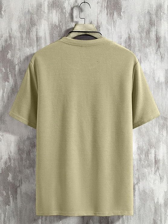 Men's Waffle Knitted V Neck|T Shirt for Man|Waffle|Cotton|Casual| Regular Fit Tees - Image 4