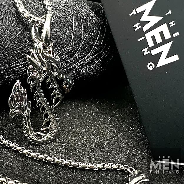 THE MEN THING Alloy Pendant with Pure Stainless Steel 24inch Round Box Chain, American trending Style - Round Box Chain & Pendant for Men & Boys - Image 4