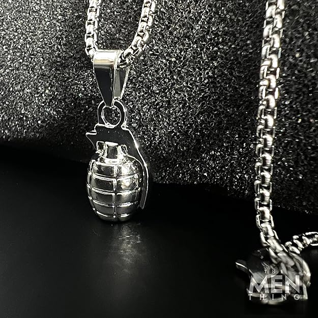 THE MEN THING Alloy Pendant with Pure Stainless Steel 24inch Round Box Chain, American trending Style - Round Box Chain & Pendant for Men & Boys - Image 3