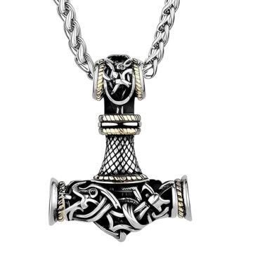 THE MEN THING Pendant for Men - Pure Titanium Steel Pendant Viking Collection with 24inch Round Box Chain for Men & Boys