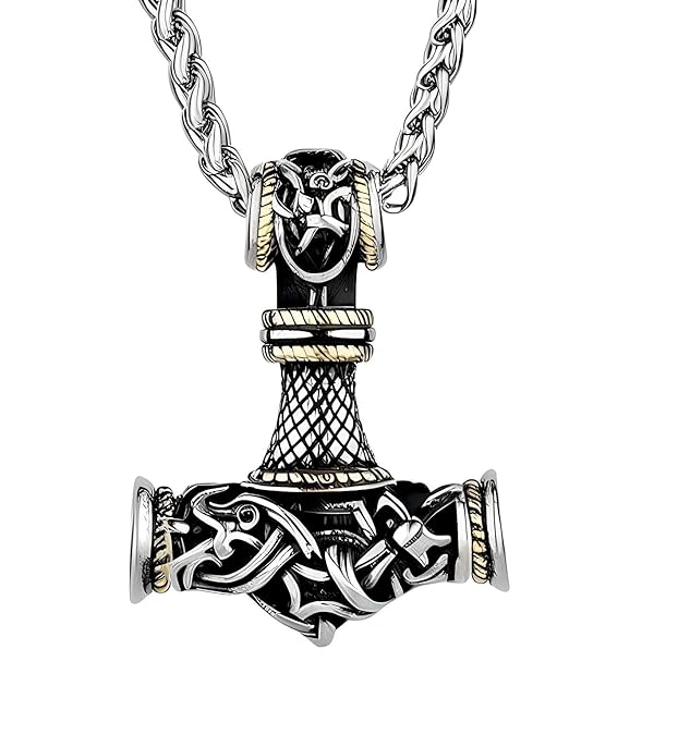 THE MEN THING Pendant for Men - Pure Titanium Steel Pendant Viking Collection with 24inch Round Box Chain for Men & Boys