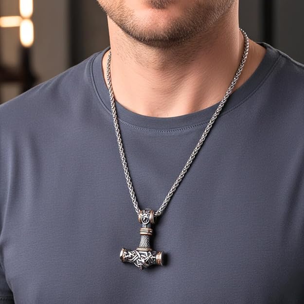 THE MEN THING Pendant for Men - Pure Titanium Steel Pendant Viking Collection with 24inch Round Box Chain for Men & Boys - Image 2