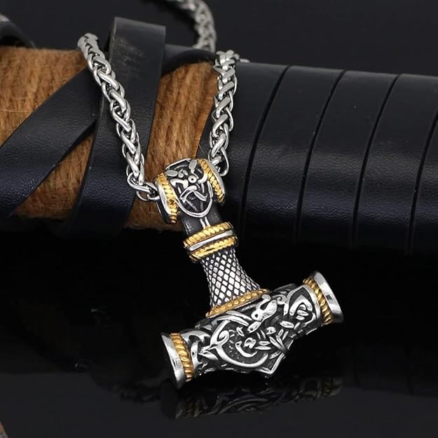 THE MEN THING Pendant for Men - Pure Titanium Steel Pendant Viking Collection with 24inch Round Box Chain for Men & Boys - Image 3
