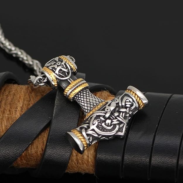 THE MEN THING Pendant for Men - Pure Titanium Steel Pendant Viking Collection with 24inch Round Box Chain for Men & Boys - Image 4