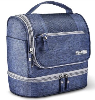 Seagull flight of fashion Polyester Toiletry Bag for Travel, Toiletry Organizer Pouch with Hook, Travel Accessories Kit Pouch for Men & Women - 24 x 20 x 13 cm - Navy Blue
