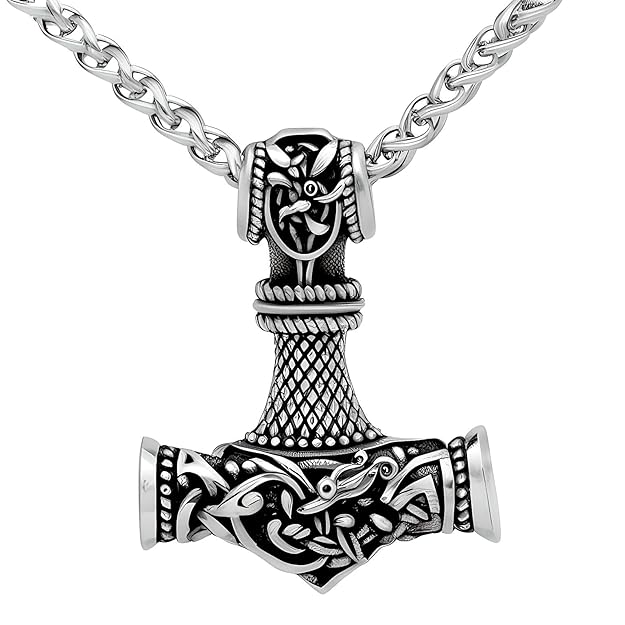 THE MEN THING Pendant for Men - Pure Titanium Steel Pendant Viking Collection with 24inch Round Box Chain for Men & Boys