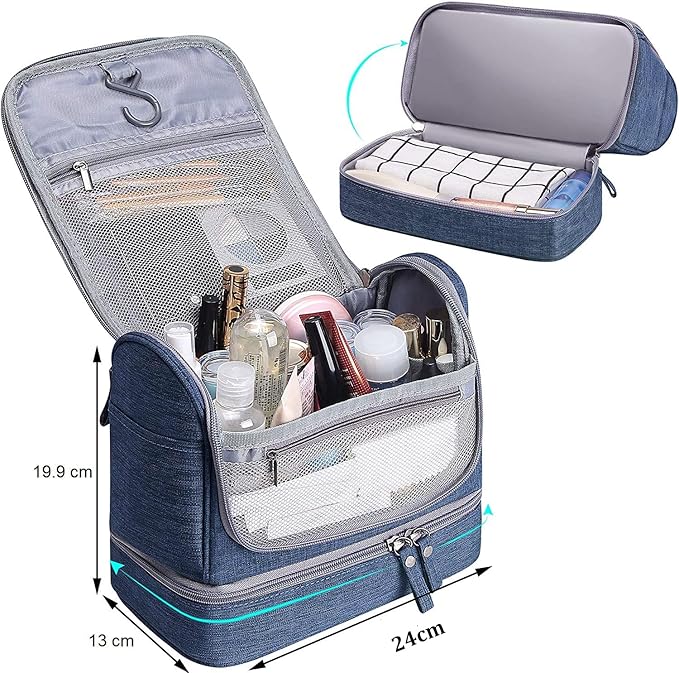 Seagull flight of fashion Polyester Toiletry Bag for Travel, Toiletry Organizer Pouch with Hook, Travel Accessories Kit Pouch for Men & Women - 24 x 20 x 13 cm - Navy Blue - Image 2