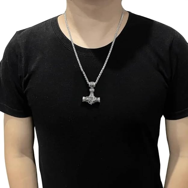 THE MEN THING Pendant for Men - Pure Titanium Steel Pendant Viking Collection with 24inch Round Box Chain for Men & Boys - Image 2