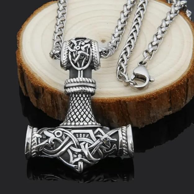 THE MEN THING Pendant for Men - Pure Titanium Steel Pendant Viking Collection with 24inch Round Box Chain for Men & Boys - Image 3